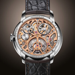 In the picture you see the Arnold & Son ultrathin tourbillon on a table